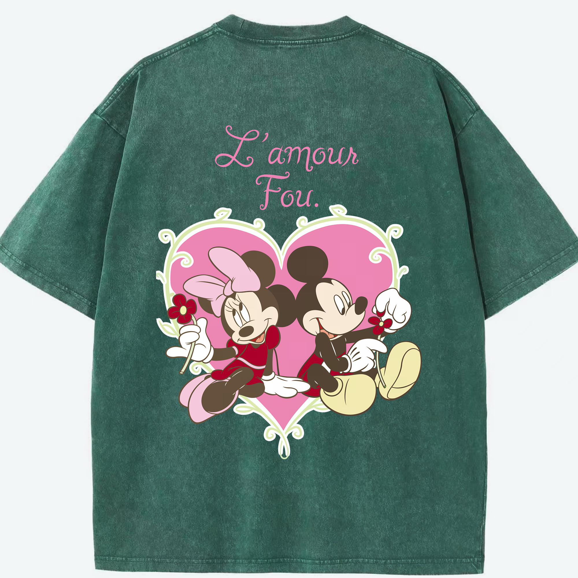 （画像用） ミッキーマウス Mickey Mouse 綿100% ヴィンテージ風 半袖Tシャツ（背面プリント）